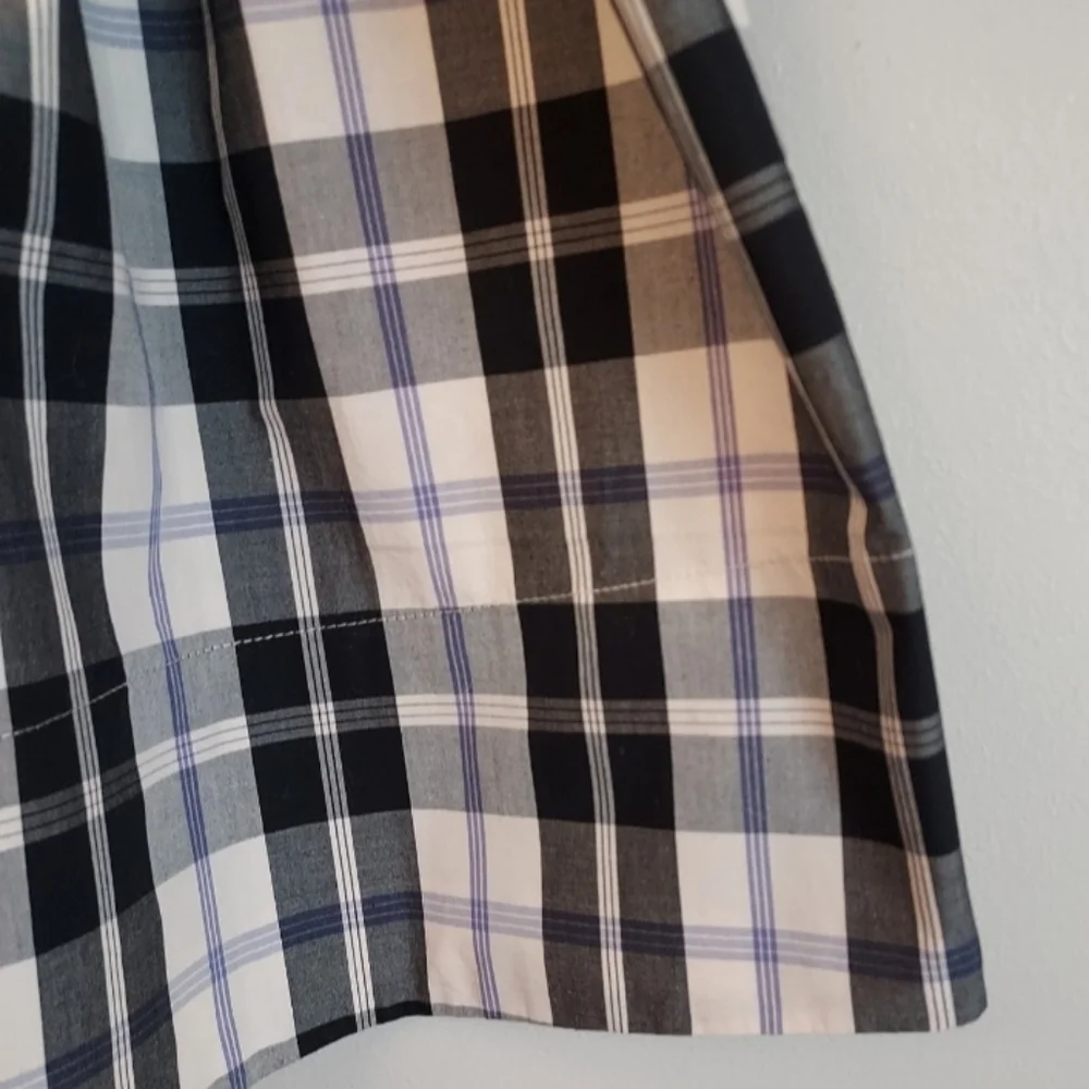J. Crew Floral Short Puff Sleeve Black Plaid Blouse Size Medium